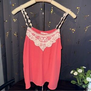 Poetry Pink Tank Top with Lace